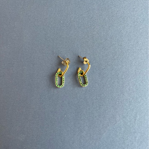 Vintage Green and gold earrings - Picture 1 of 3